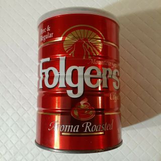 Vintage Folgers Metal Coffee Can With Lid 13 Oz.  Made In U.  S.  A.  Great