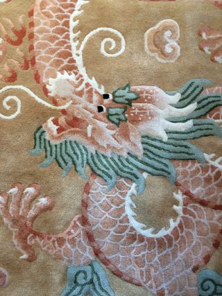 Antique Handmade Style Old Dragon Design Chinese Wool Rug,  Size:6.  1 By 3 Ft