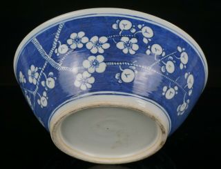 LARGE Antique Chinese Blue and White Porcelain Prunus Crackle Ice Bowl 19th Cen 6