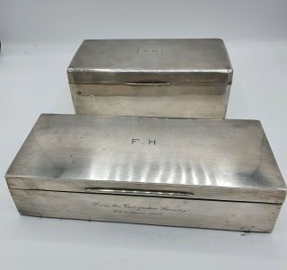 Large Heavy Solid Silver Cigarette Boxes 1200g/ 42 Ounces