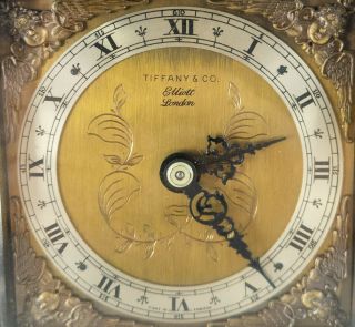 Antique Tiffany & Co Mantle Clock Elliott London Movement Cupids Cherub Mahogany 2