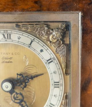 Antique Tiffany & Co Mantle Clock Elliott London Movement Cupids Cherub Mahogany 3