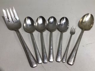 15pc Antique International Sterling - Courtship Silverware - Spoons & Serving 5