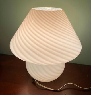 Vintage Mid - Century Murano Swirl Art Glass Mushroom Modern Lamp -