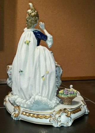 Large Unterweissbach German Porcelain Lace Figurine Two Ladies At A Piano. 5