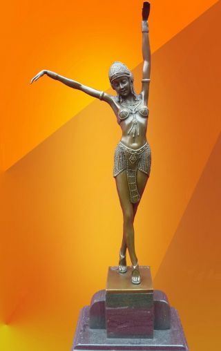 Art Deco,  Chiparus Egyptian Dancer Bronze Signed Statue Figure Hot Cast Figurine