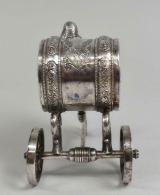 Antique Victorian Silverplate Napkin Holder Parakeet On Cart 4