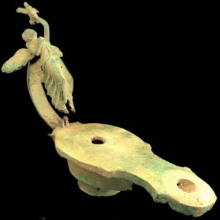 Huge Size Ancient Roman Bronze Period Oil Lamp - 200 - 400 Ad (2)