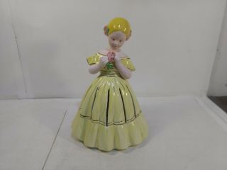 Vintage Ceramic Girl Figurine With Slotted Dress Napkin Holder Decoration Hd2756