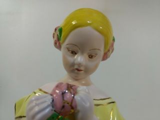 Vintage Ceramic Girl Figurine With Slotted Dress Napkin Holder Decoration hd2756 2