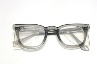Vintage Msa Safety Glasses Smoke Gray Frames Rockabilly Side Shield Nerd Hornrim