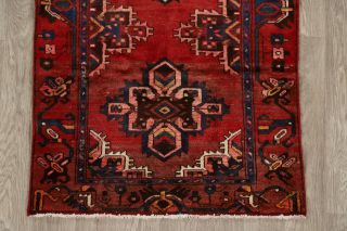 Vintage Geometric Hamedan Runner Rug Hand - Knotted Oriental Hallway Carpet 3x7 5