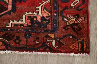 Vintage Geometric Hamedan Runner Rug Hand - Knotted Oriental Hallway Carpet 3x7 6