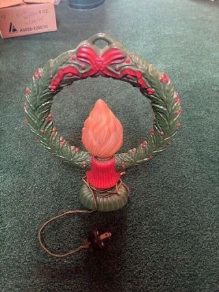 Antique Cast Iron Christmas Wreath Lamp With Bulb