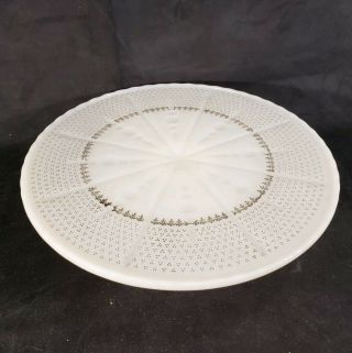 Vintage White Milk Glass Round Pedestal Cake Stand Plate