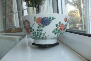 Chinese Porcelain Kangxi Large Bowl Famille Verte Pattern.  18th/19th Cent