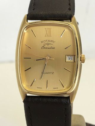 Rotary Executive Gents Quartz Dress Watch With Brown Leather Strap