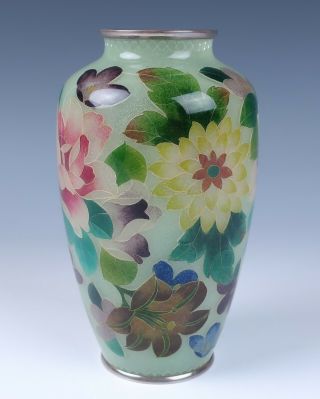 Vintage Japanese 6 " Plique A Jour Vase Cloisonne Enamel Ando Jubei Floral Glass