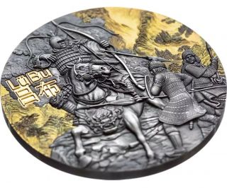 2019 3 Oz Silver $5 Niue Lu Bu Warriors Of Ancient China Antique Finish Coin.