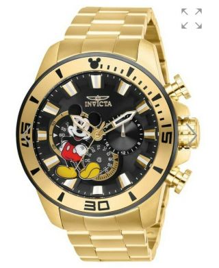 Invicta Limited Edition Disney Mickey Mouse Chronograph Black Dial Gold Watch