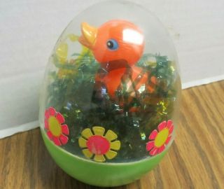 Vintage Hard Plastic Easter Egg Toy With Duck Inside Made In Hong Kong