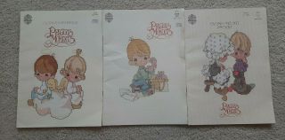 3 Vintage Precious Moments Cross - Stitch Pattern Books Designs By Gloria And Pat