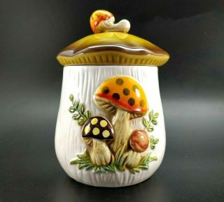 Vtg 1978 Sears Roebuck & Co.  Merry Mushroom Small 6 In.  Canister W/ Lid Japan