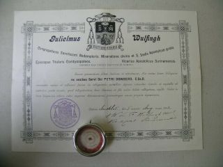 Antique Reliquary Relic Blessed Petrus Donders With Document (redemptorists)