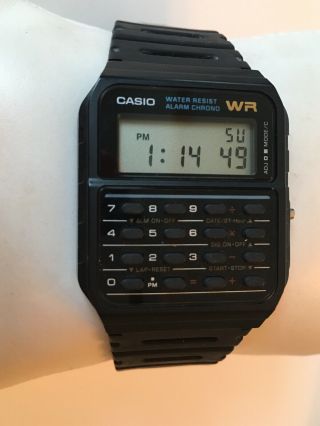 Vintage Casio Wr Ca - 53w Digital Calculator Alarm Chrono Wrist Watch