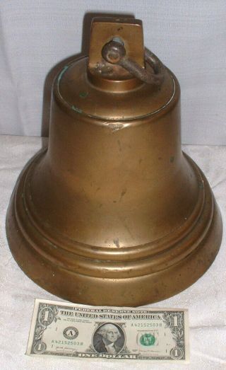 Vintage / Antique Large 10 " X 11 " Tall Solid Brass Ships Bell 15lbs 8oz
