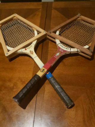Vintage Spalding Impact 220 Wood Tennis Racquet 4 1/2 Grip W/ Extra Racket