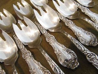 Gorgeous Antique American Sterling Silver 12 Ice Cream Forks Rococo St 272g