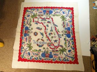 Vintage Florida Map Tablecloth Card Table Size