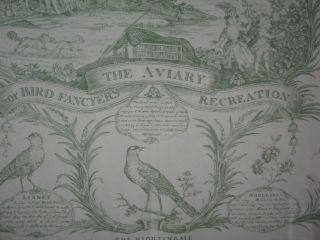 Vintage Table Cloth The Avairy 25 X 22 Green Toile