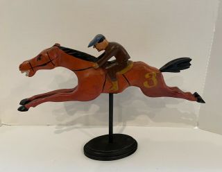Antique Carved Folk Art Racehorse H C Evans Carnival