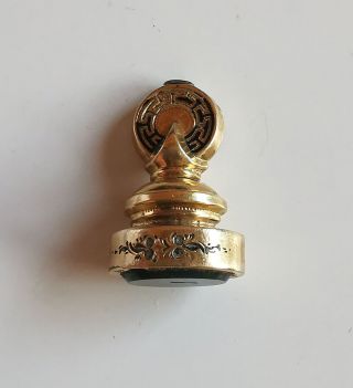 Antique Victorian 14k Gold Pocket Watch Fob Seal Pendant Wh Green Jade Jadeite