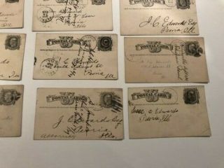VINTAGE U.  S.  POSTAL CARDS FROM THE 1800 ' S Handwritten Messages Peoria,  Illinois 3