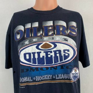 Edmonton Oilers Single Stitch T Shirt Bulletin Athletics Vtg 90s Nhl Hockey L