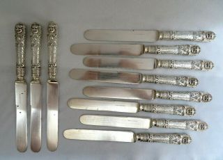 11 Pc.  Reed & Barton Silver Plate " Renaissance " Old French Dinner Knives