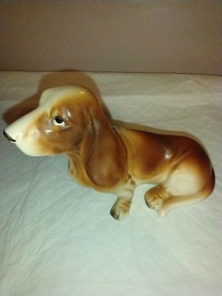 Vintage Basset Hound Dog Figurine Ceramic Enesco Japan