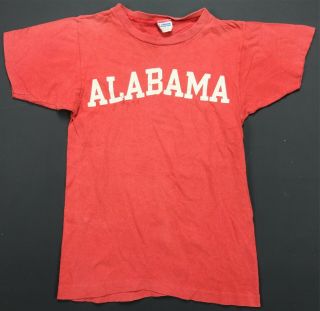 Rare Vintage Champion Alabama Crimson Tide Single Stitch T Shirt 70s 80s Red S