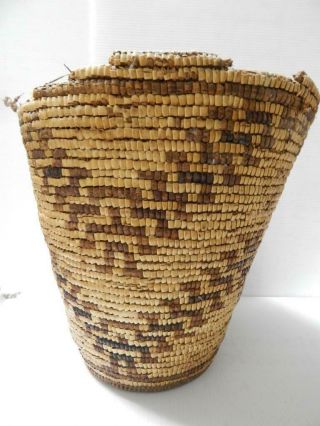 Huge Old Antique 19th C.  Klickitat Nw Indian Berry Basket Fully Imbricated