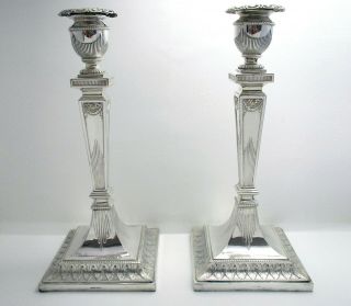 Victorian 10 " Adam Style Silver Plate English Antique Candlesticks Candle Holder