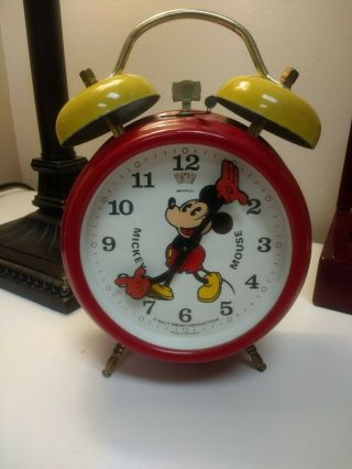 Vintage Mickey Mouse Wind - Up Alarm Clock By Bradley Made In Germany