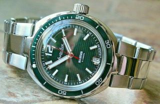 Vostok Amphibian Neptun 960758 Mechanical Automatic Diver Russian Wrist Watch
