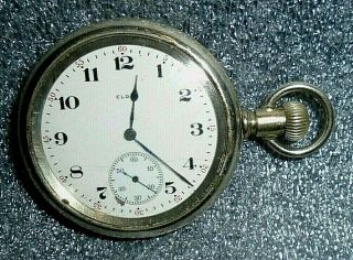 Old Elgin 7 Jewel Pocket Watch In Crescent Case Running