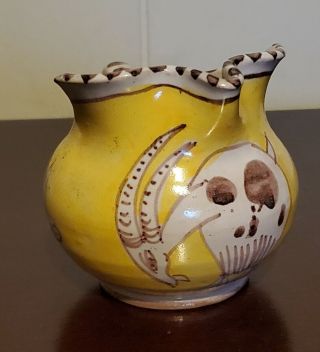 Vintage C.  A.  S.  Vietri Italy Hand Painted Pottery Yellow Gazelle Creamer Rare