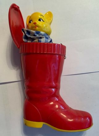 Vintage Knickerbocker Plastic Co.  Jack Pig In Boot,  5.  25 " Tall