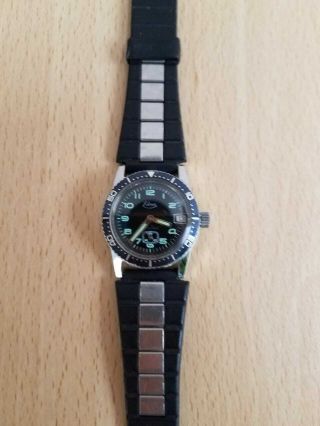 Rare 1960s Vintage Edma Antichoc 17 Jewels Diver Mechanical Date Watch