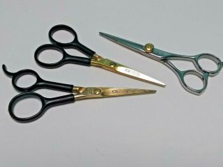 3 Vintage Pairs Of Salon Scissors,  2 Diane (germany) And 1 Zyrca Zv - 50